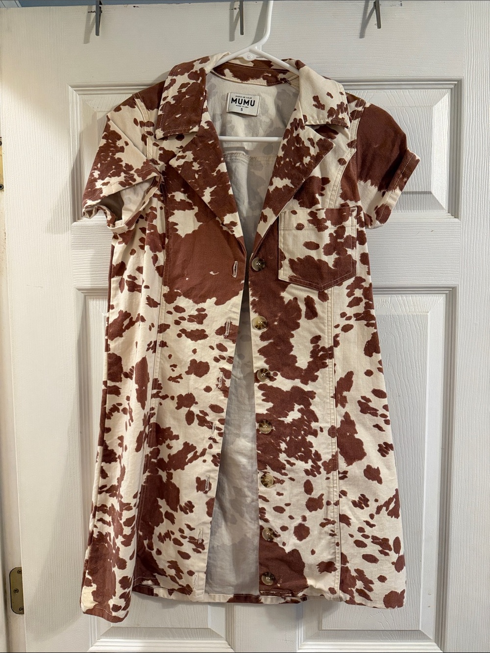 Show Me Your Mumu Cream & Brown Cow Print Button-Front Dress